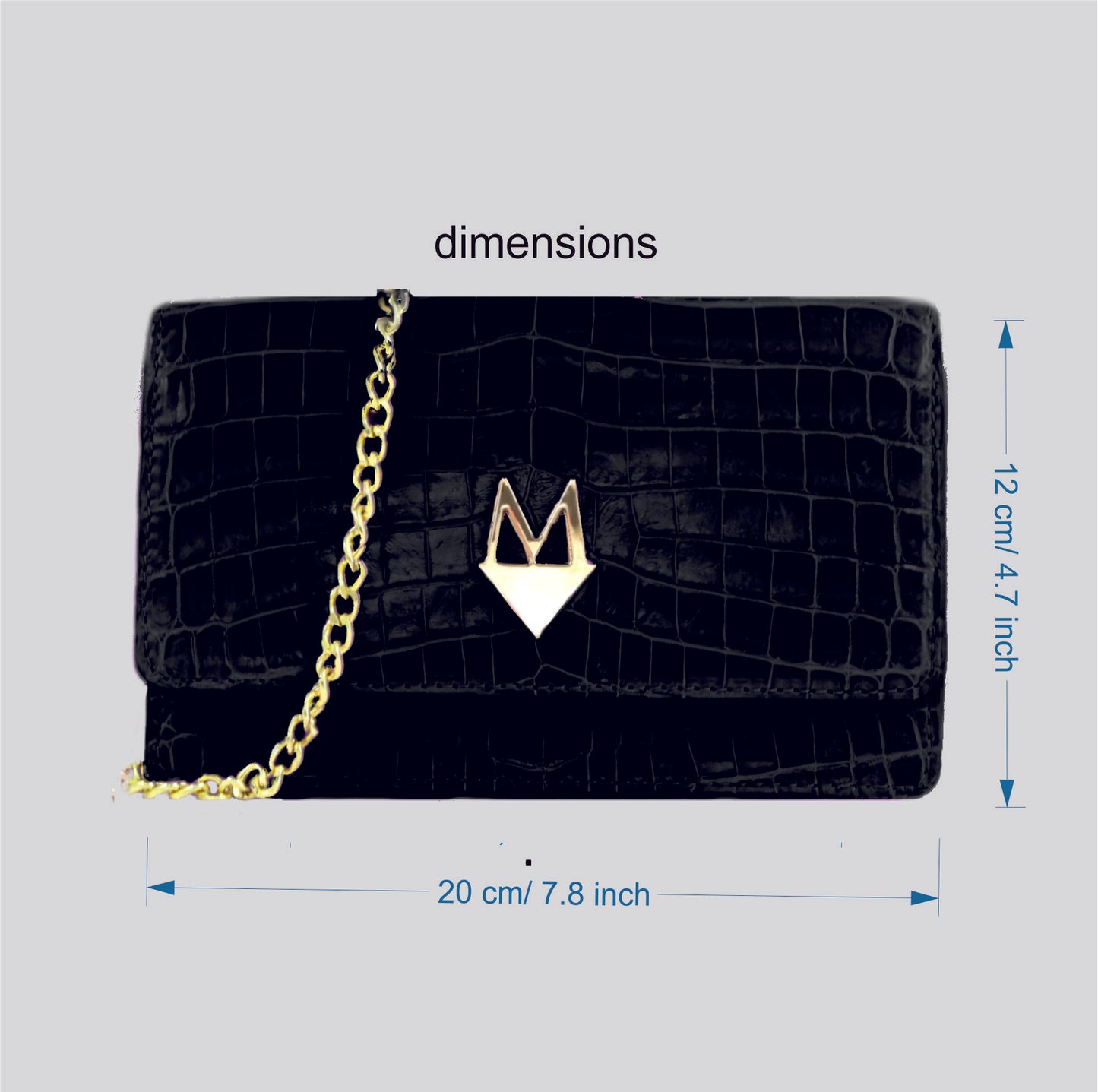 Pochette "Divina" Borsa in vera pelle di Coccodrillo Nero