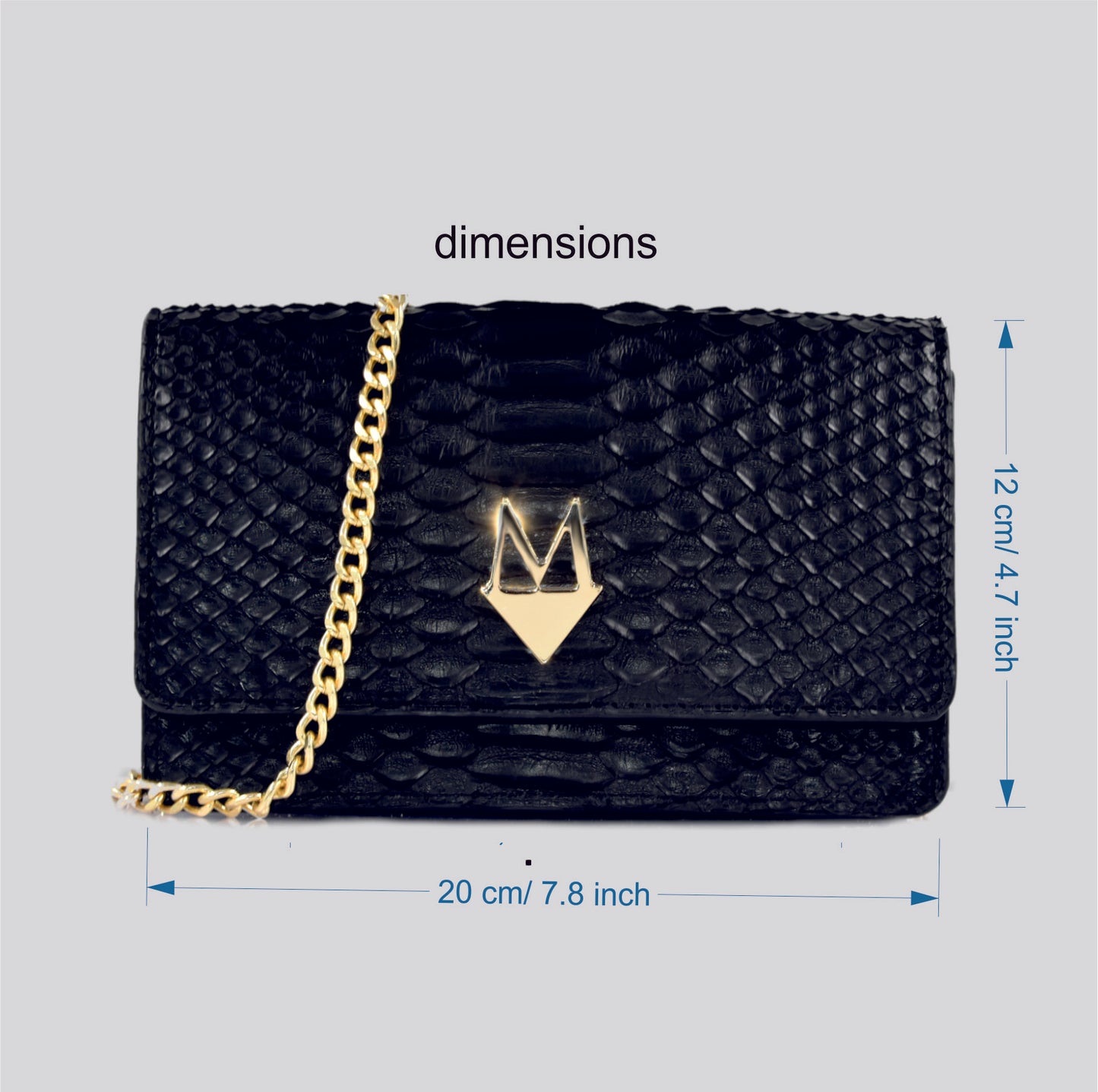 Pochette "Divina" Borsa in vera pelle di Pitone Nero