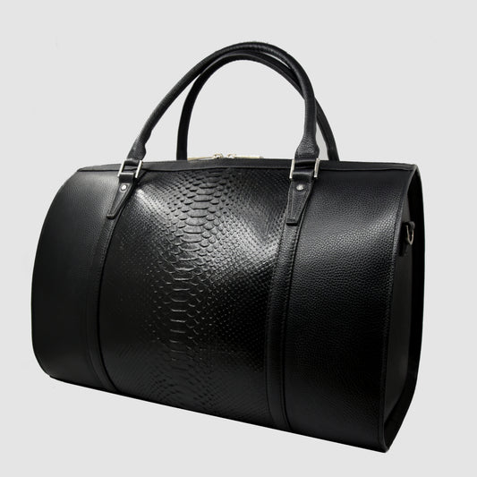 Borsone Uomo da Viaggio in vera pelle di Pitone Nero