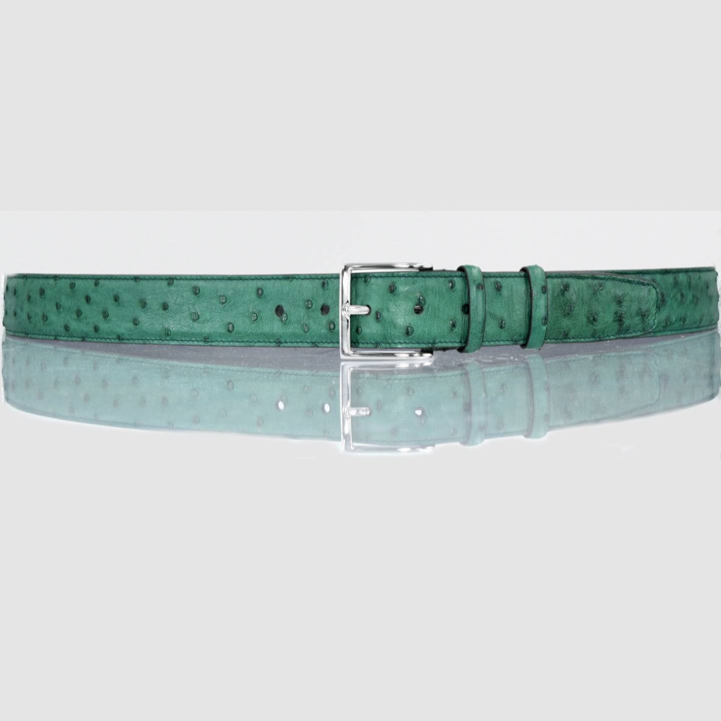 Cintura Uomo in vera pelle di Struzzo Verde Bosco Personalizzabile