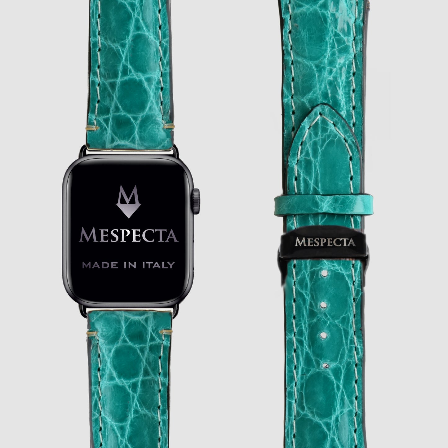 Apple Watch leather strap Customizable Ultra series, 8, 7, 6, 5, 4, SE in genuine Emerald Green Crocodile skin