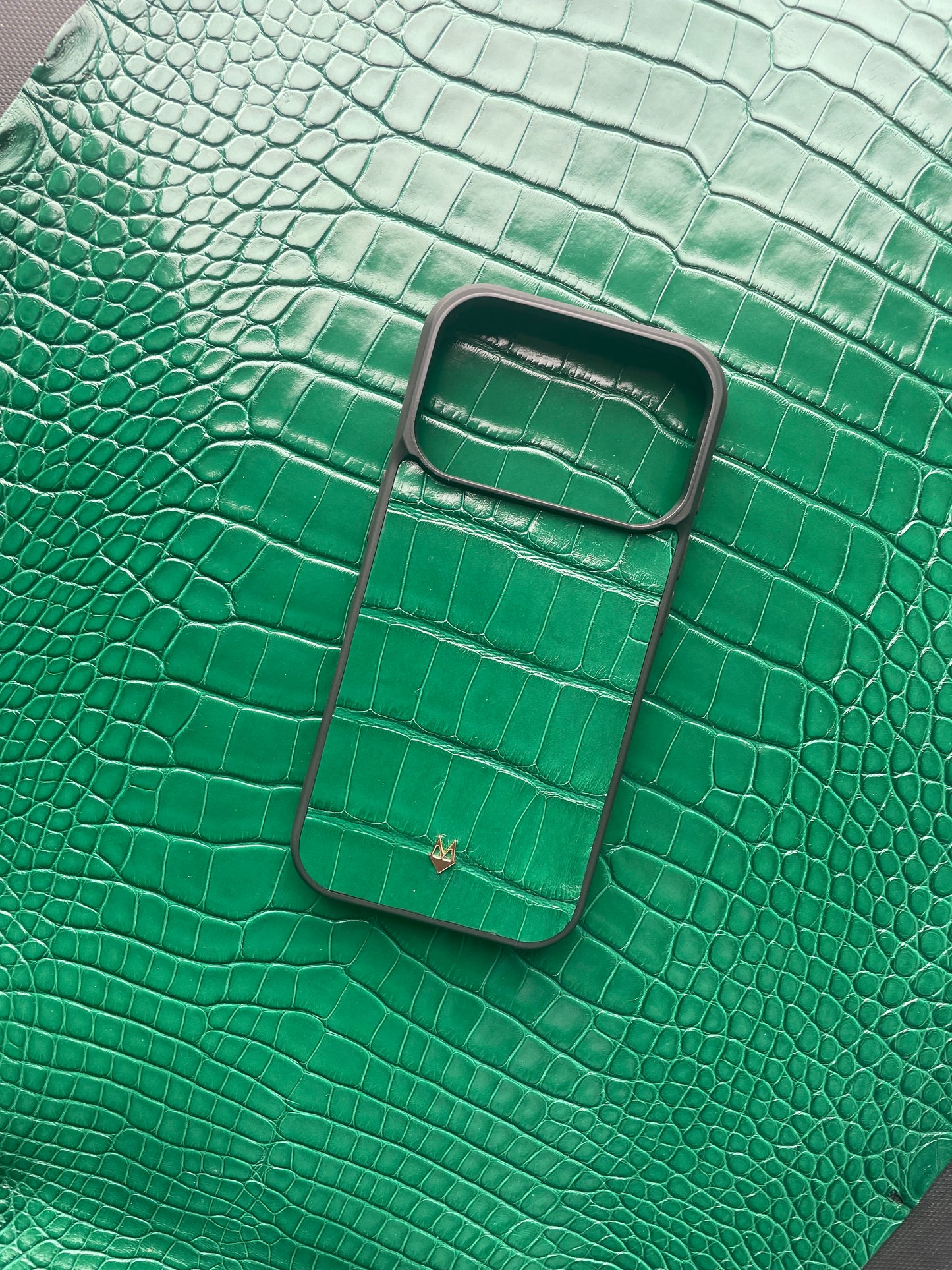 Cover in vera pelle di Coccodrillo iPhone MagSafe 17/16/15/14/13/12 Verde