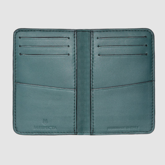 Porta carte Organizer vera pelle di coccodrillo mod. "Podio" Personalizzabile - 10 tasche - Verde Bosco