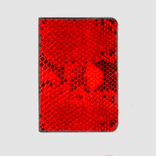 Porta carte vera pelle di Pitone mod "Podio" Personalizzabile - Rosso