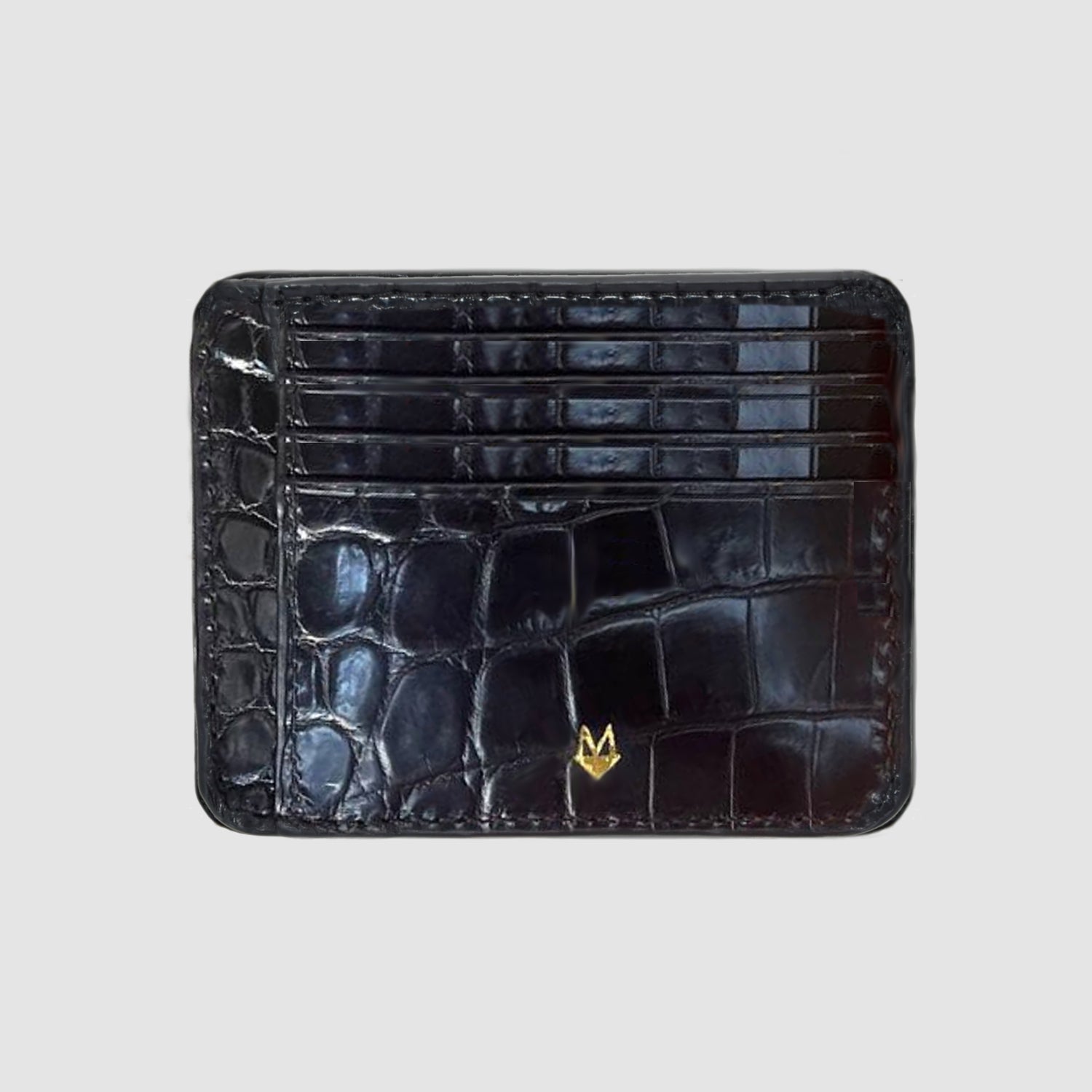 Customizable Genuine Crocodile Leather Card Holder Black