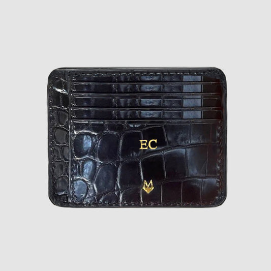 Porta carte in vero Coccodrillo mod. "Primo" - 11 tasche - Personalizzabile