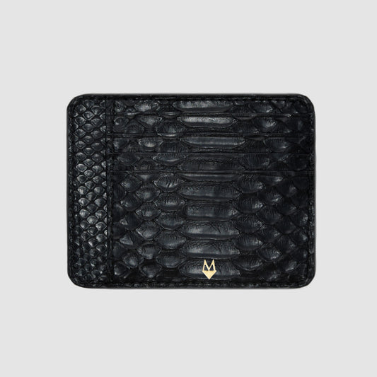 Porta carte in vera pelle di Pitone Personalizzabile - Nero