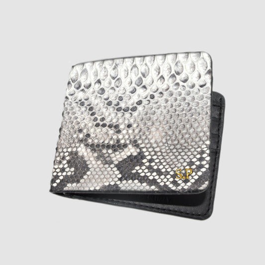 Portafoglio in vera pelle di Pitone Bianco e Nero Personalizzabile