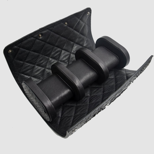 Portaorologio Watch Roll in Pelle di Pitone Nero Personalizzato 3 slots per 3 orologi