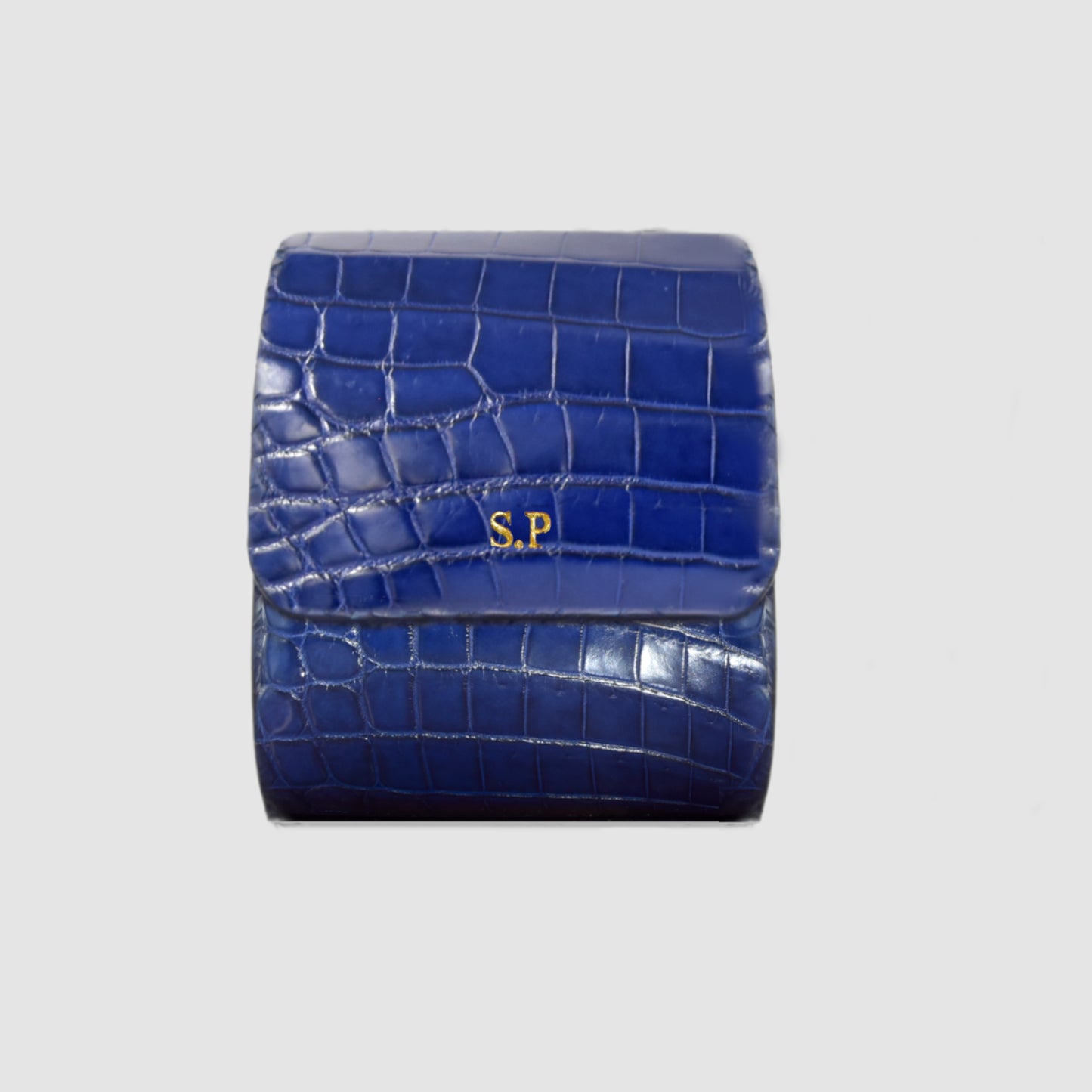 Customizable Watch Roll Case in Genuine Crocodile Leather - Black