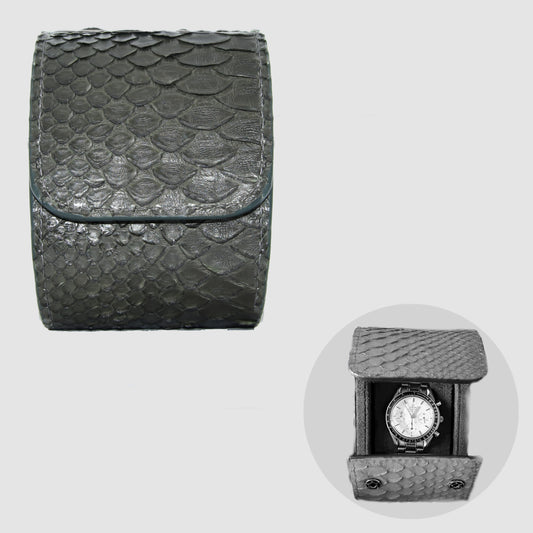 Portaorologio Watch Roll in Pelle di Verde militare Personalizzato 1 slot
