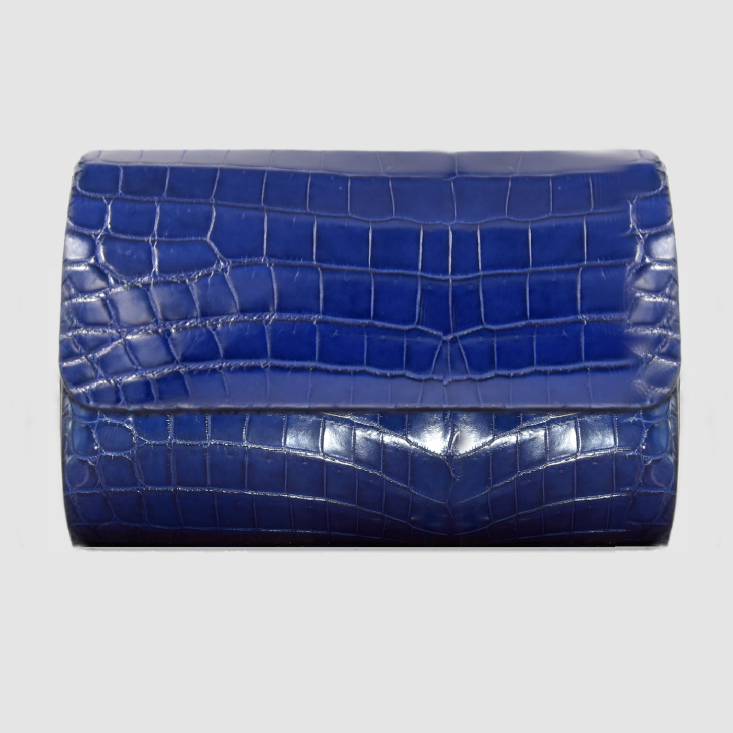 Customizable Genuine Crocodile Leather Watch Roll Watch Case for 2 Watches - Sapphire Blue