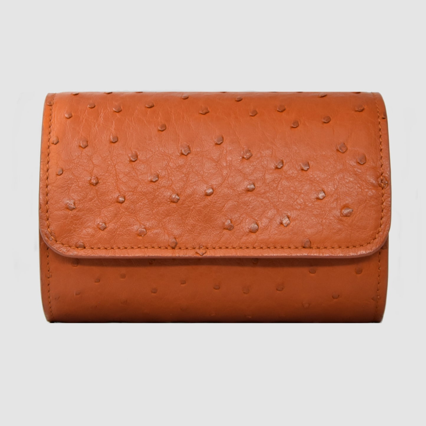 Portaorologio Watch Roll in Pelle di Struzzo Marrone Personalizzato 3 slot