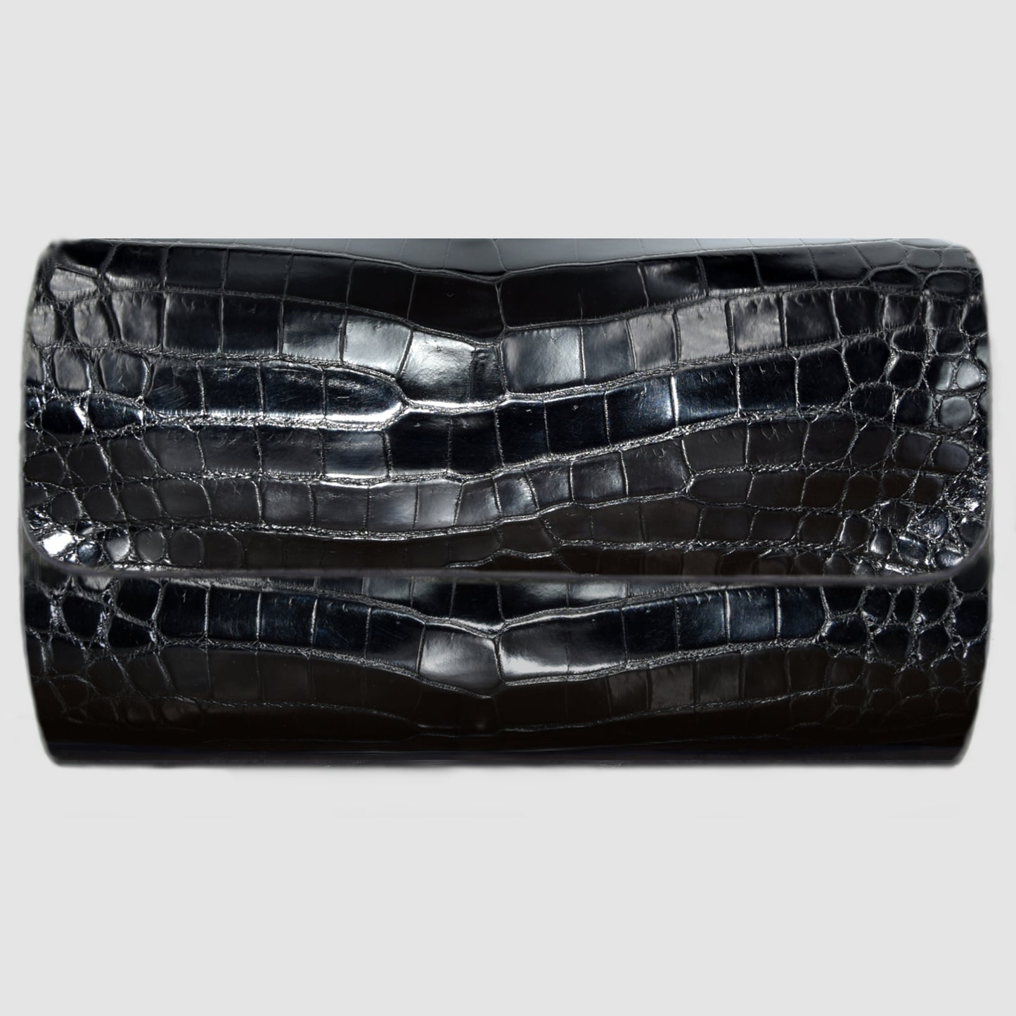 Portaorologio Watch Roll in Pelle di Coccodrillo Nero Personalizzato 3 slots per 3 orologi