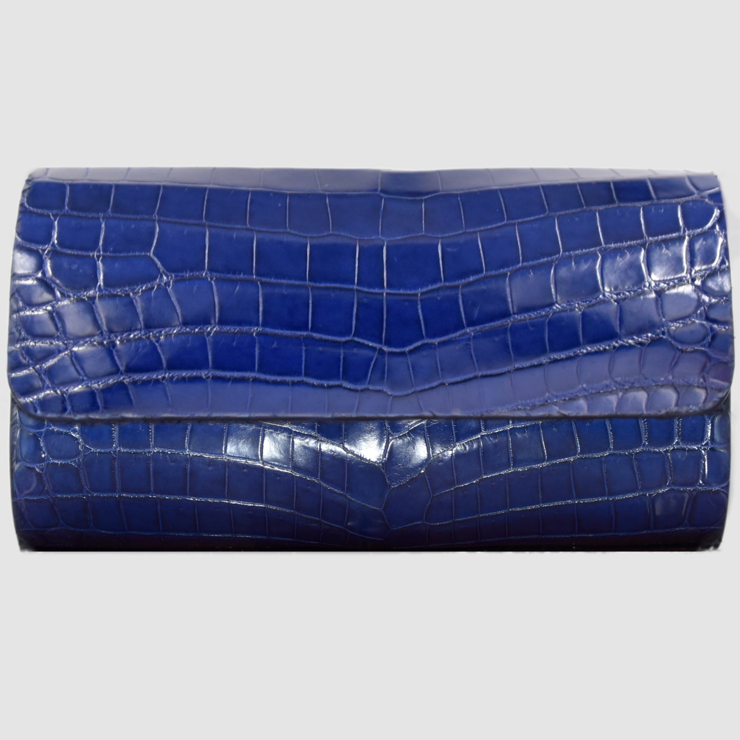 Customizable Genuine Crocodile Leather Watch Roll Watch Case for 3 Watches - Sapphire Blue