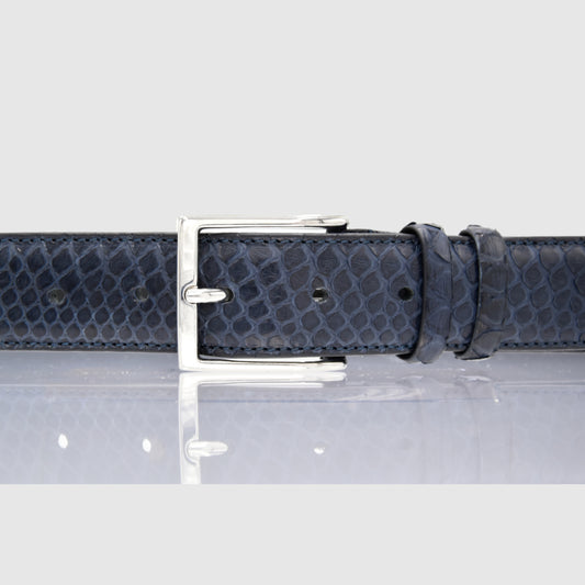 Cintura Uomo in vera pelle di Pitone Blu Personalizzabile