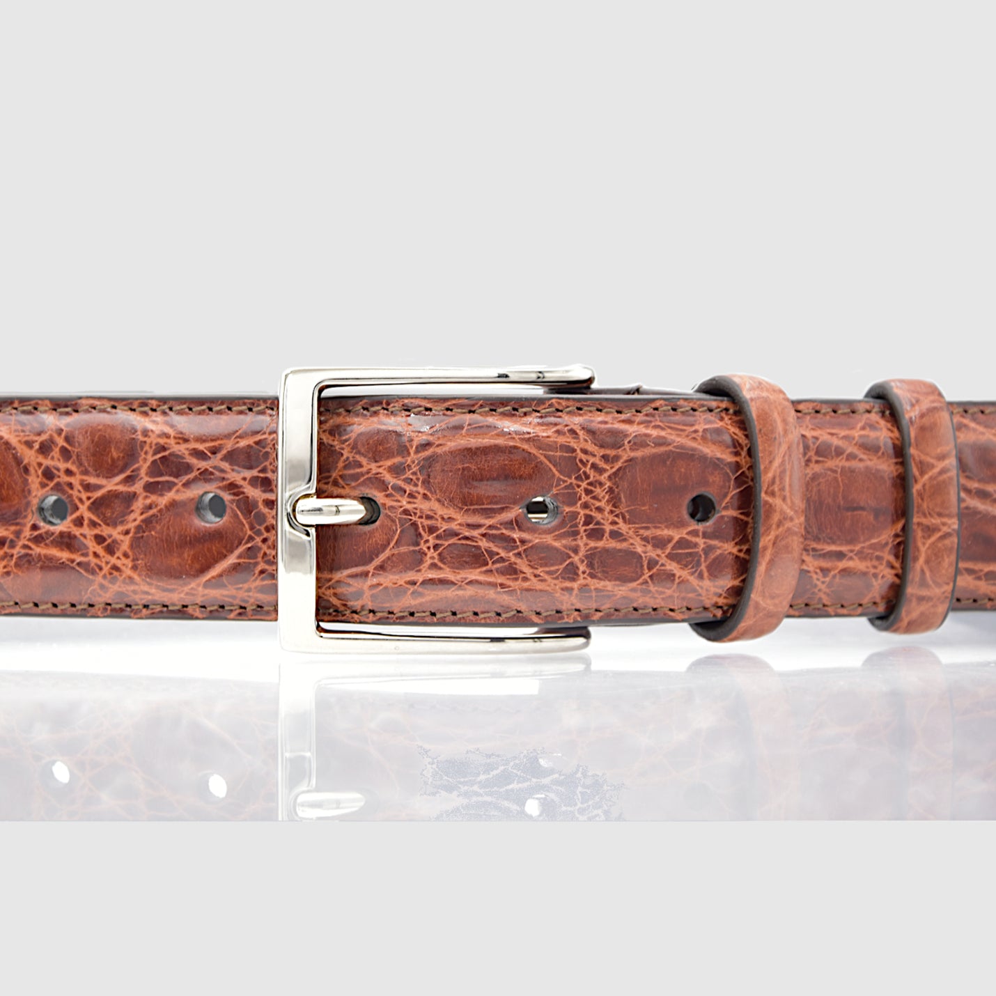 Cintura Uomo In Pelle Coccodrillo Made In Italy - Artigianale, Elegante, 3.5 Cm, Lusso - Foto 14