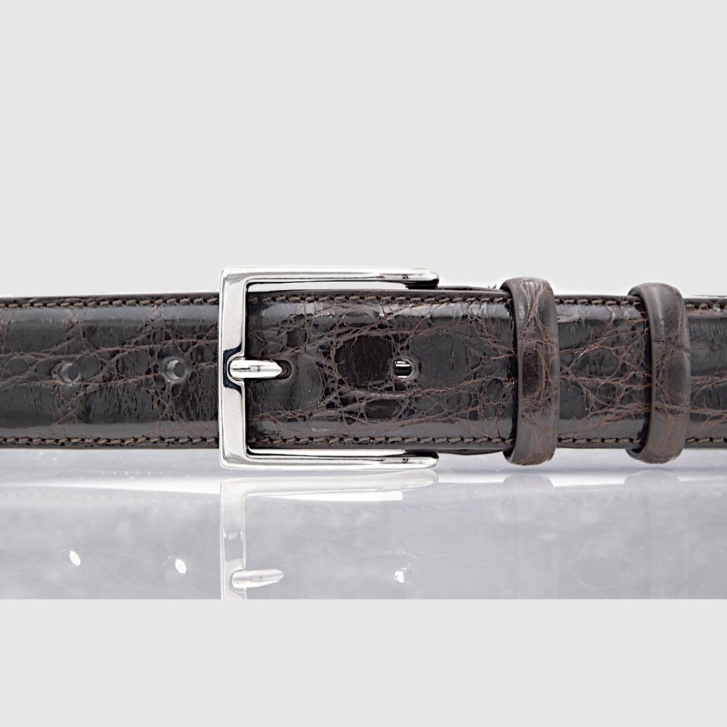 Ceinture Ajustable En Cuir De Crocodile Véritable Couleur Cuir Mat - Foto 4