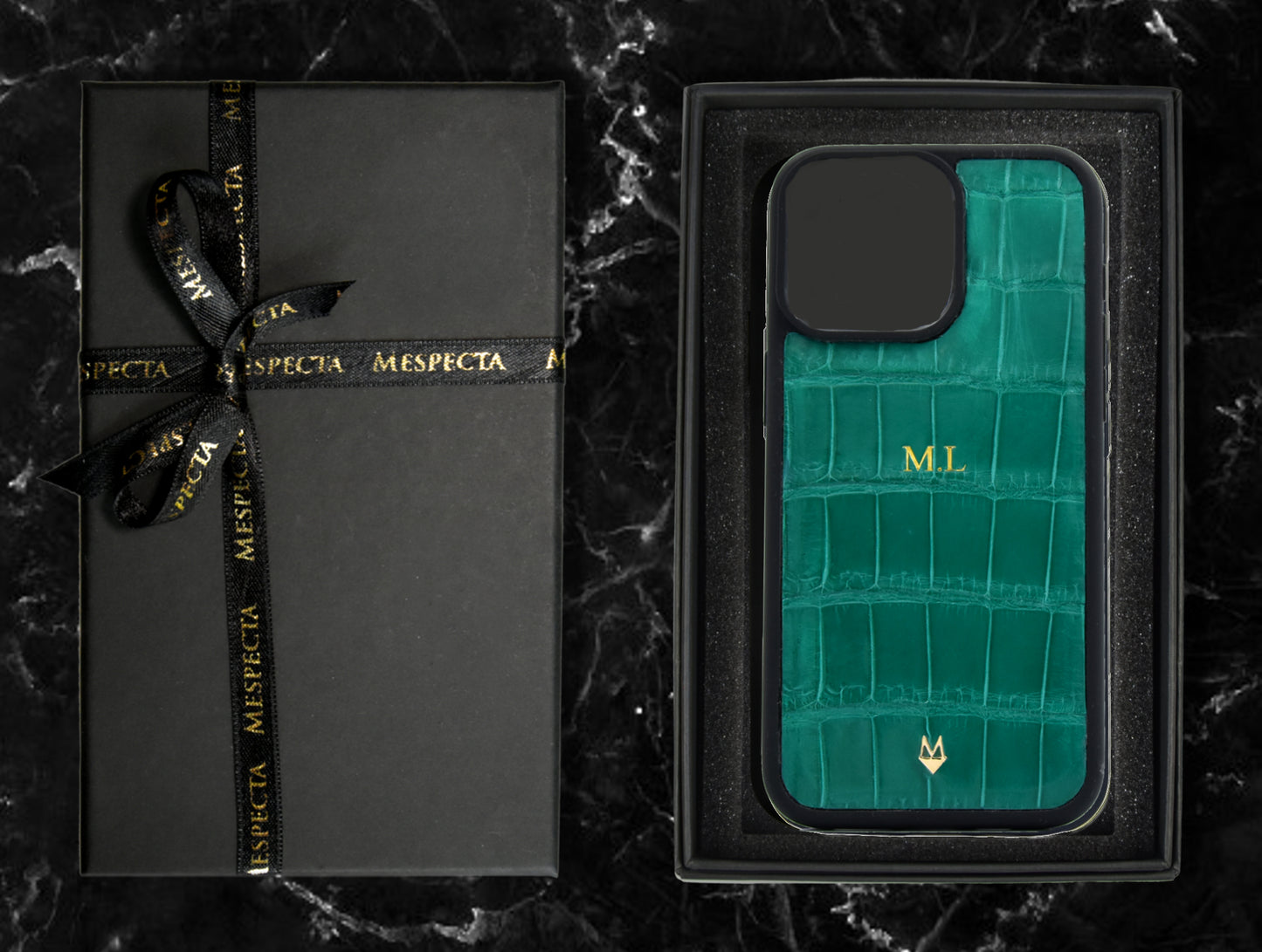 Cover in vera pelle di Coccodrillo iPhone MagSafe 17/16/15/14/13/12 Verde Smeraldo