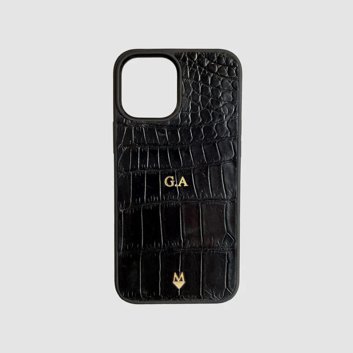 Crocodile Leather Initial Leather Phone Case Crocodile Leather