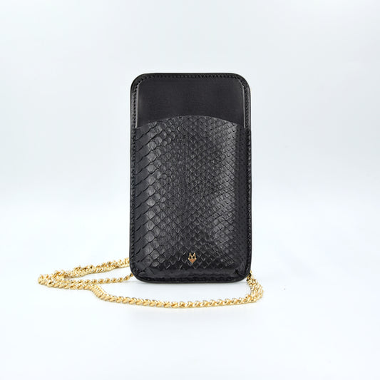 Porta Telefono a tracolla con porta carte - Custodia Smartphone in Pitone