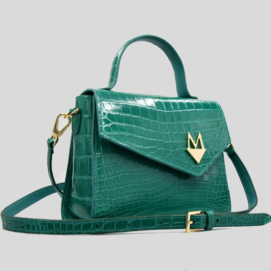 Borsa "Eccelsa" in vera pelle di Coccodrillo Verde Smeraldo