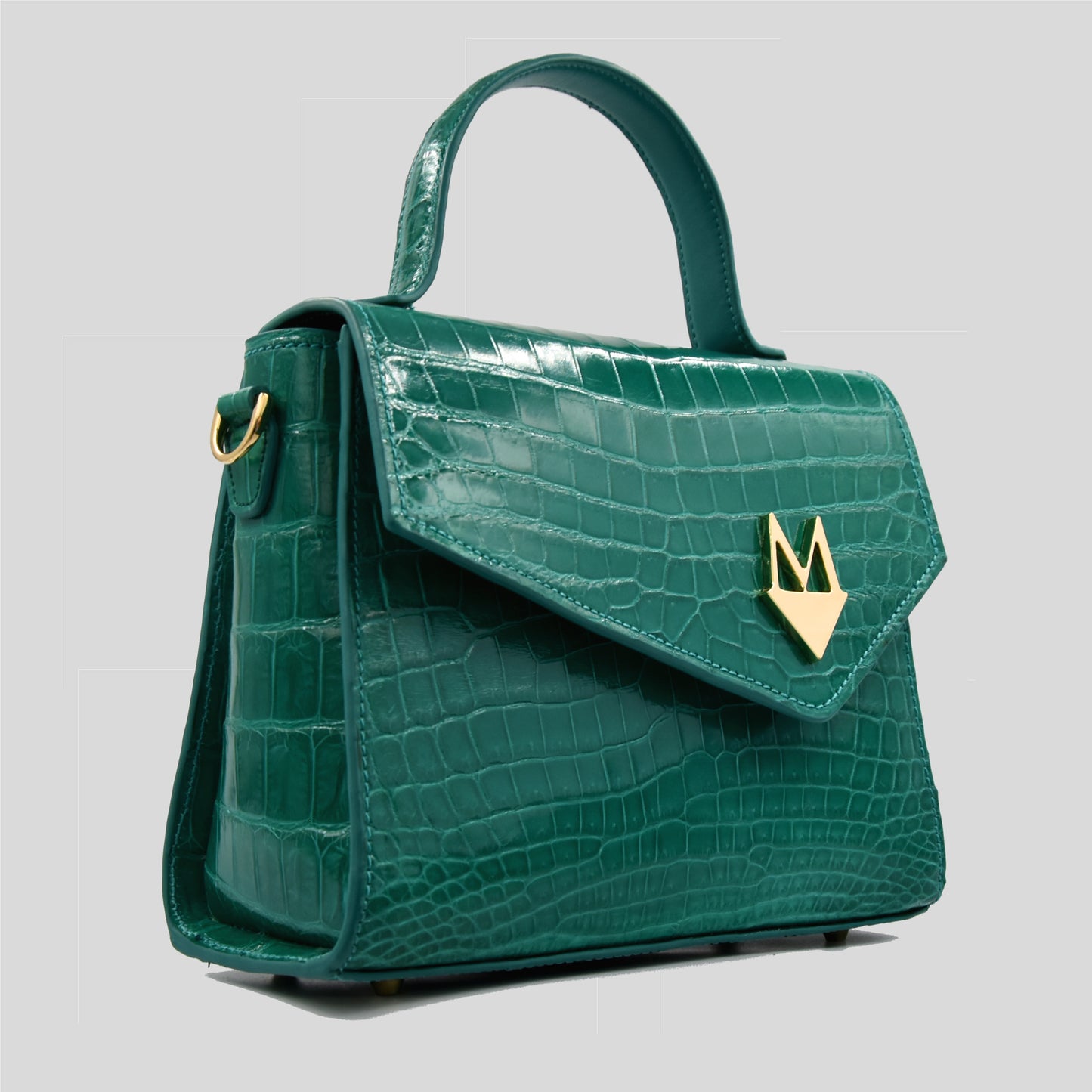 Borsa "Eccelsa" in vera pelle di Coccodrillo Verde Smeraldo