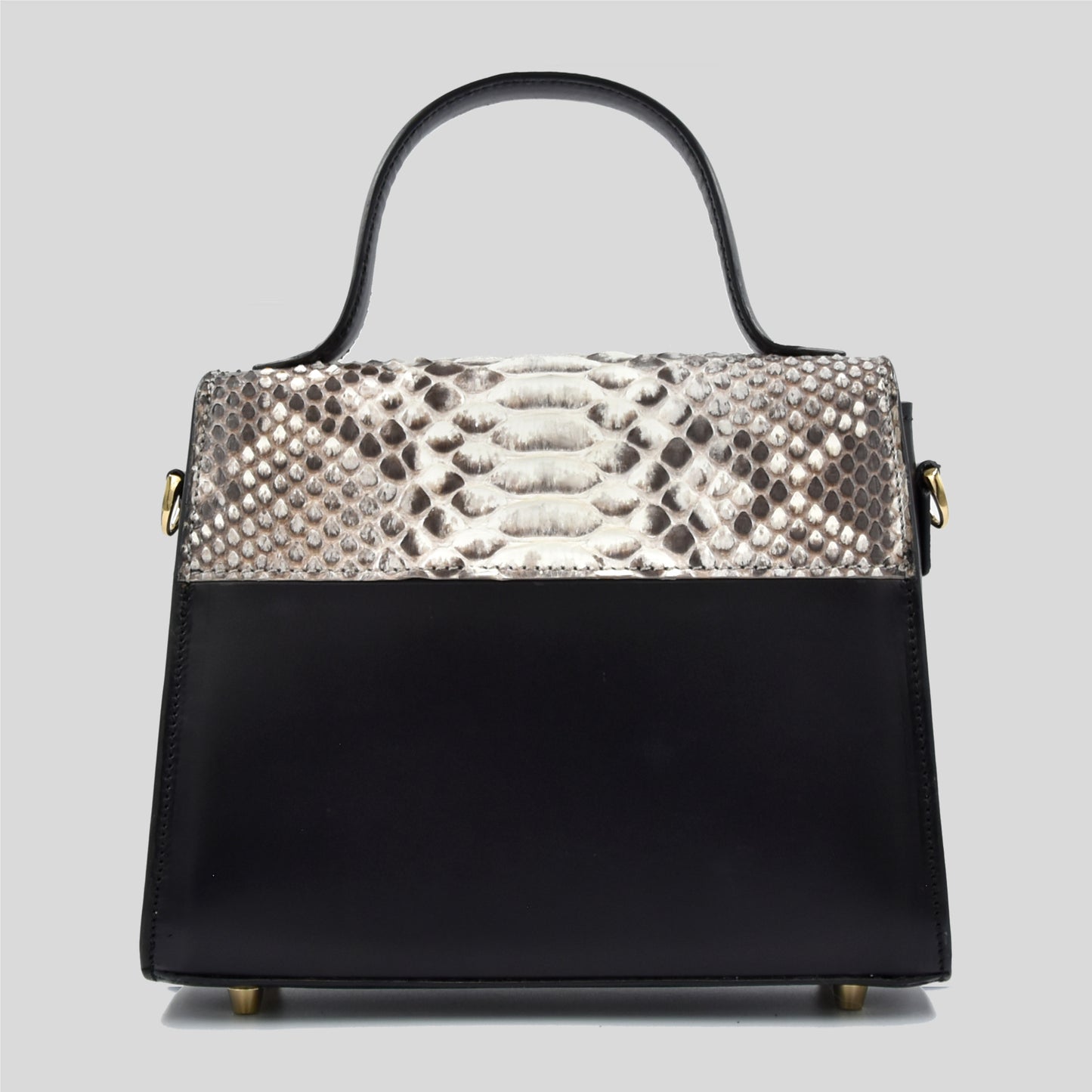 Borsa "Eccelsa" in vera pelle di Pitone Bianco e Nero