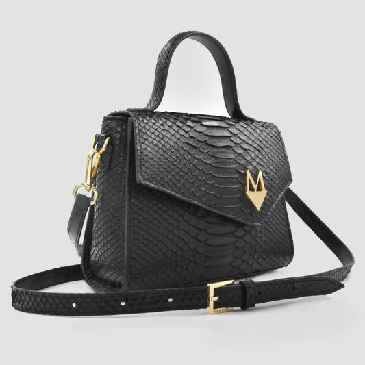 Borsa "Eccelsa" in vera pelle di Pitone Nero