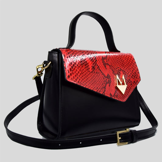 Borsa "Eccelsa" in vera pelle di Pitone Rosso