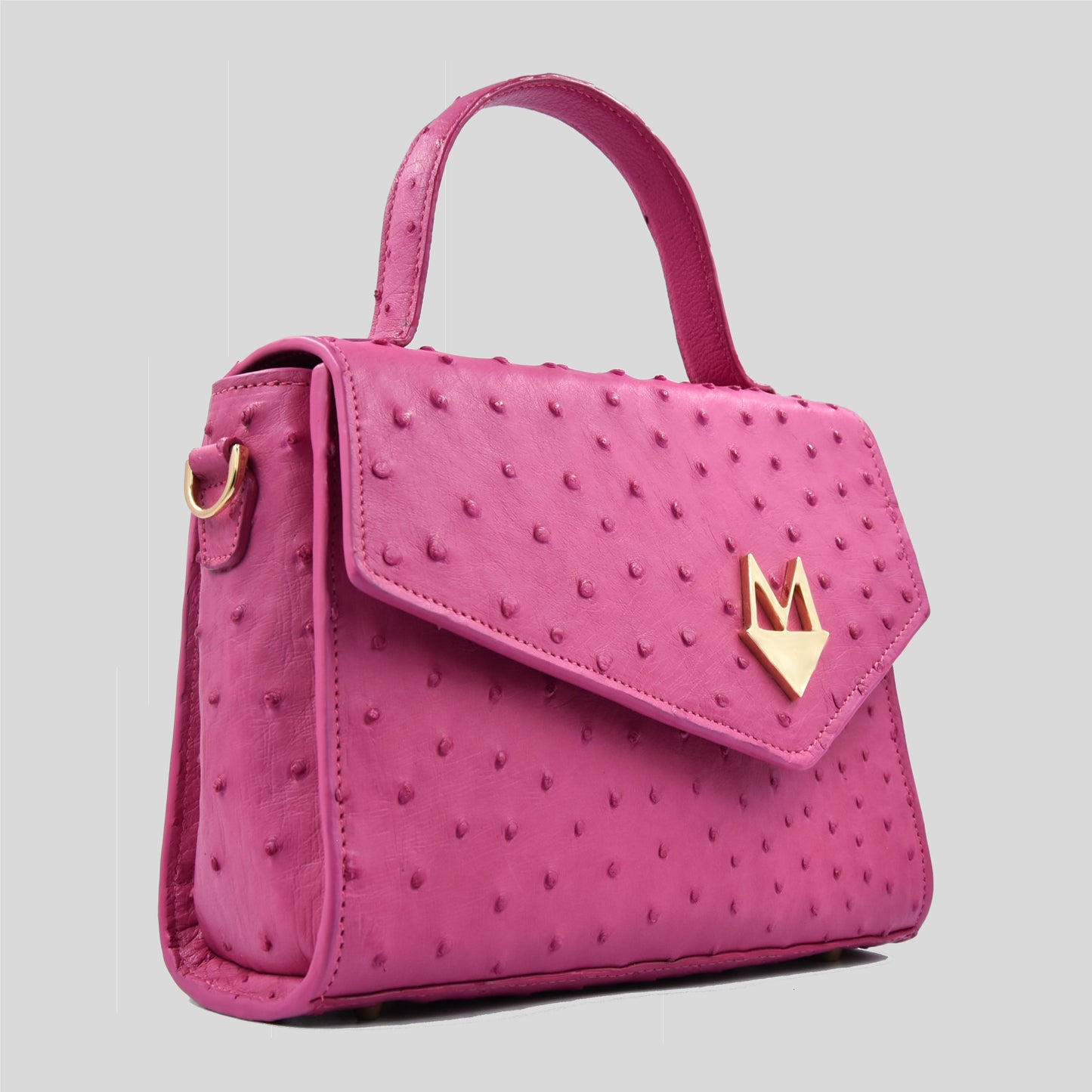 Borsa "Eccelsa" in vera pelle di Struzzo Fuchsia