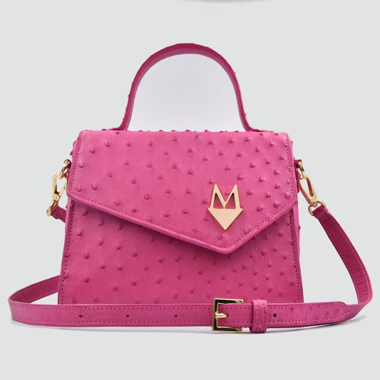 Borsa "Eccelsa" in vera pelle di Struzzo Fuchsia