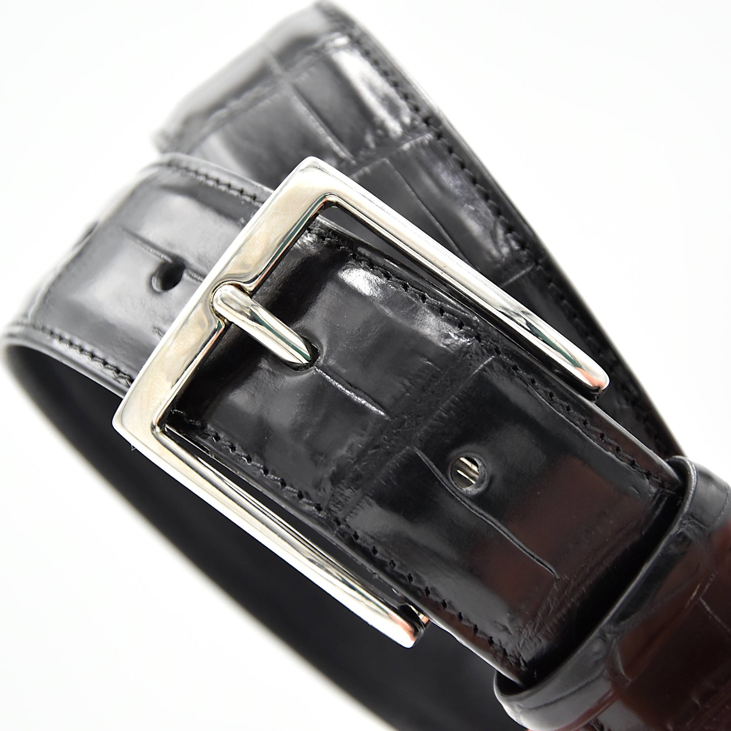 Cintura Uomo in pelle di Coccodrillo Nero Personalizzabile - MESPECTA Italia