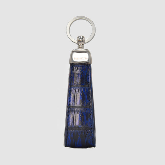 Portachiavi in vera pelle di Coccodrillo Blu scuro