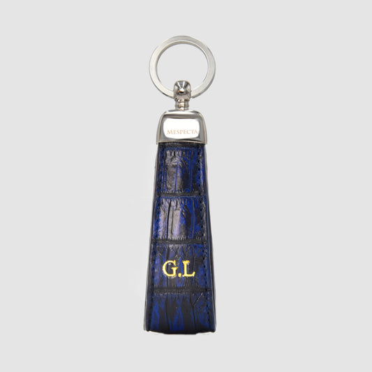 Keychain in Blue Vintage Crocodile skin