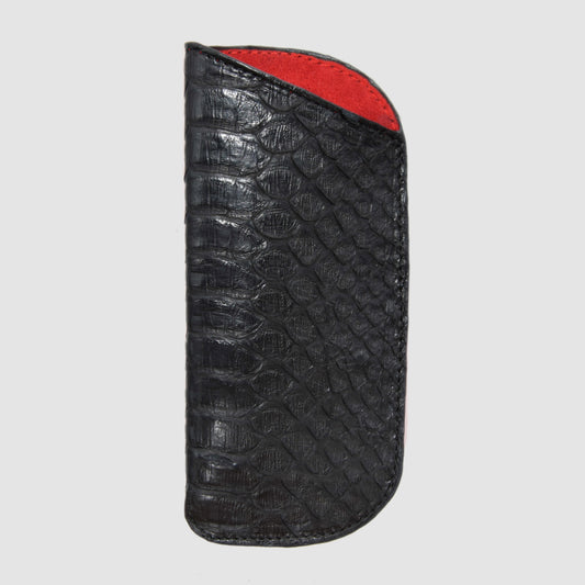 Astuccio porta occhiali in vera pelle di Pitone - Nero