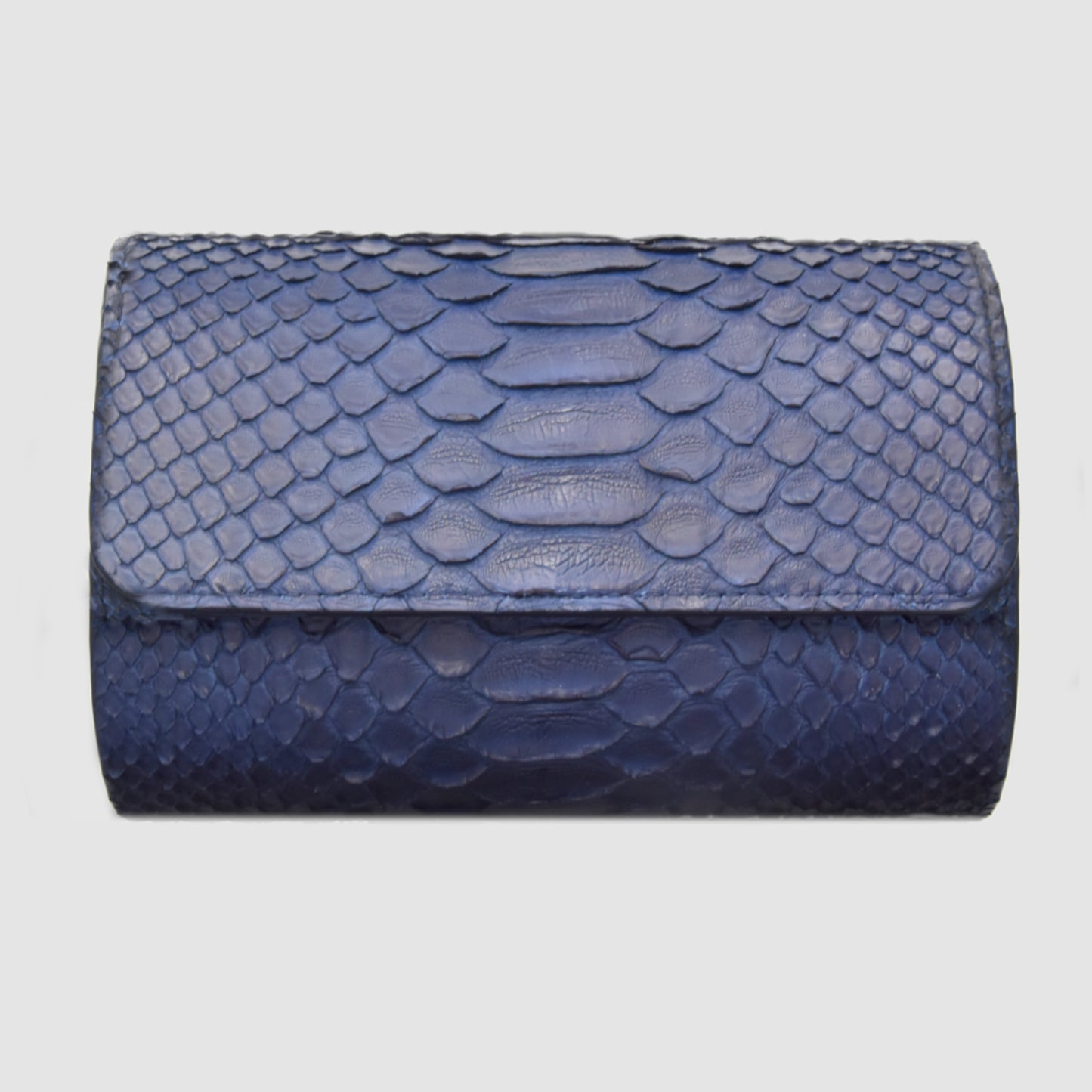 Portaorologio Watch Roll in Pelle di Pitone Blu Navy Personalizzato