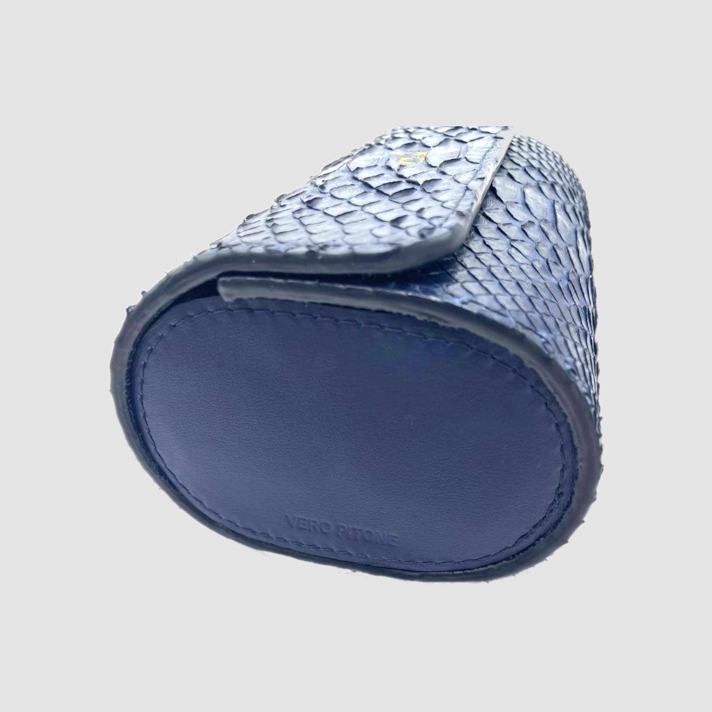Portaorologio Watch Roll in Pelle di Pitone Blu Navy Personalizzato