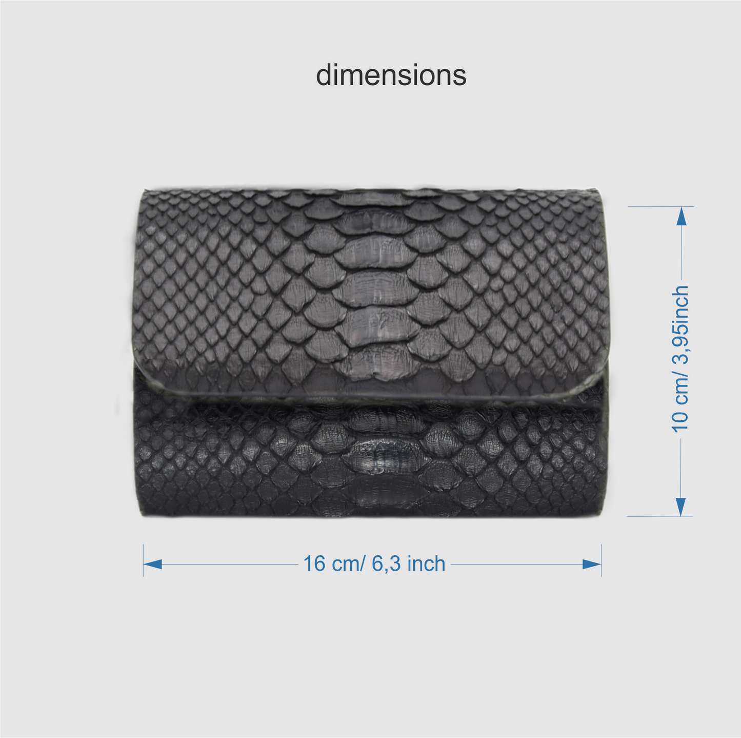Customizable Watch Roll Watch Case in Genuine Python Leather for 2 Watches - Black