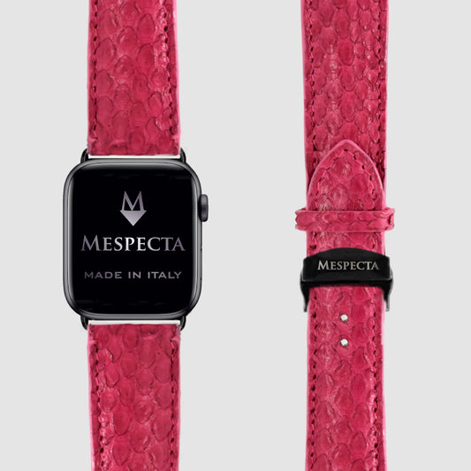 Cinturino Apple Watch in Pelle di Pitone Fucsia – Personalizzabile (Ultra, Serie 4–10, SE)