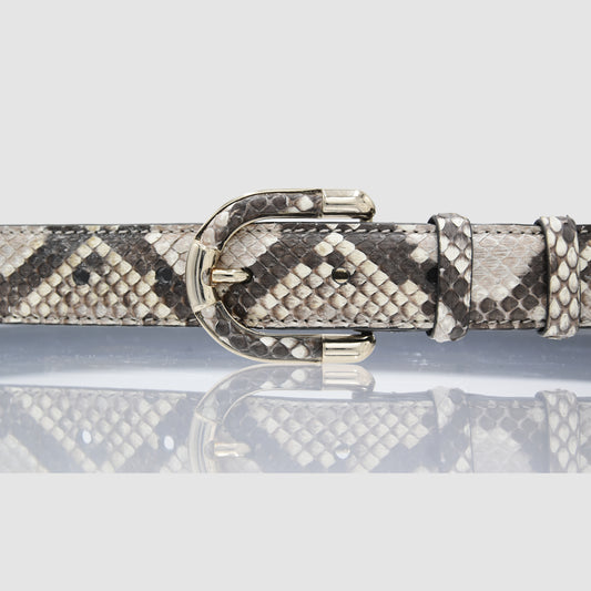 Cintura Donna in vero Pitone Bianco e Nero Personalizzabile - MESPECTA Italia