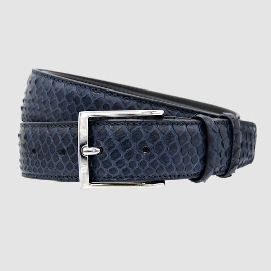 Cintura Uomo in vero Pitone Blu Personalizzabile - MESPECTA Italia