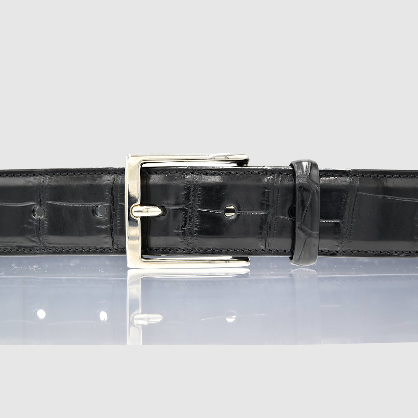 Cintura Uomo in pelle di Coccodrillo Nero Personalizzabile - MESPECTA Italia
