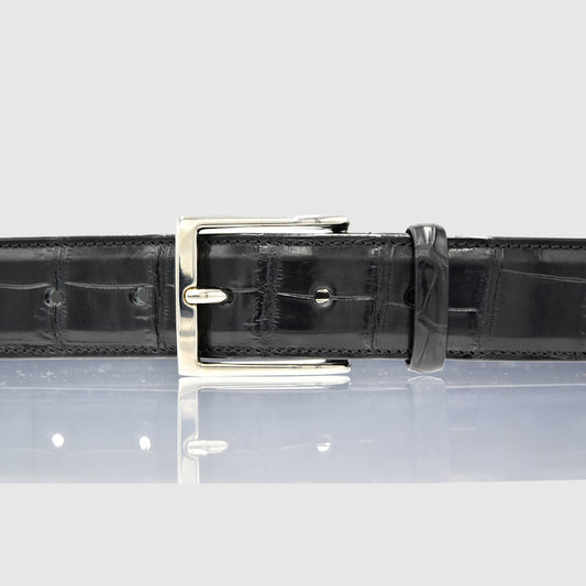 Cintura Uomo in pelle di Coccodrillo Nero Personalizzabile - MESPECTA Italia