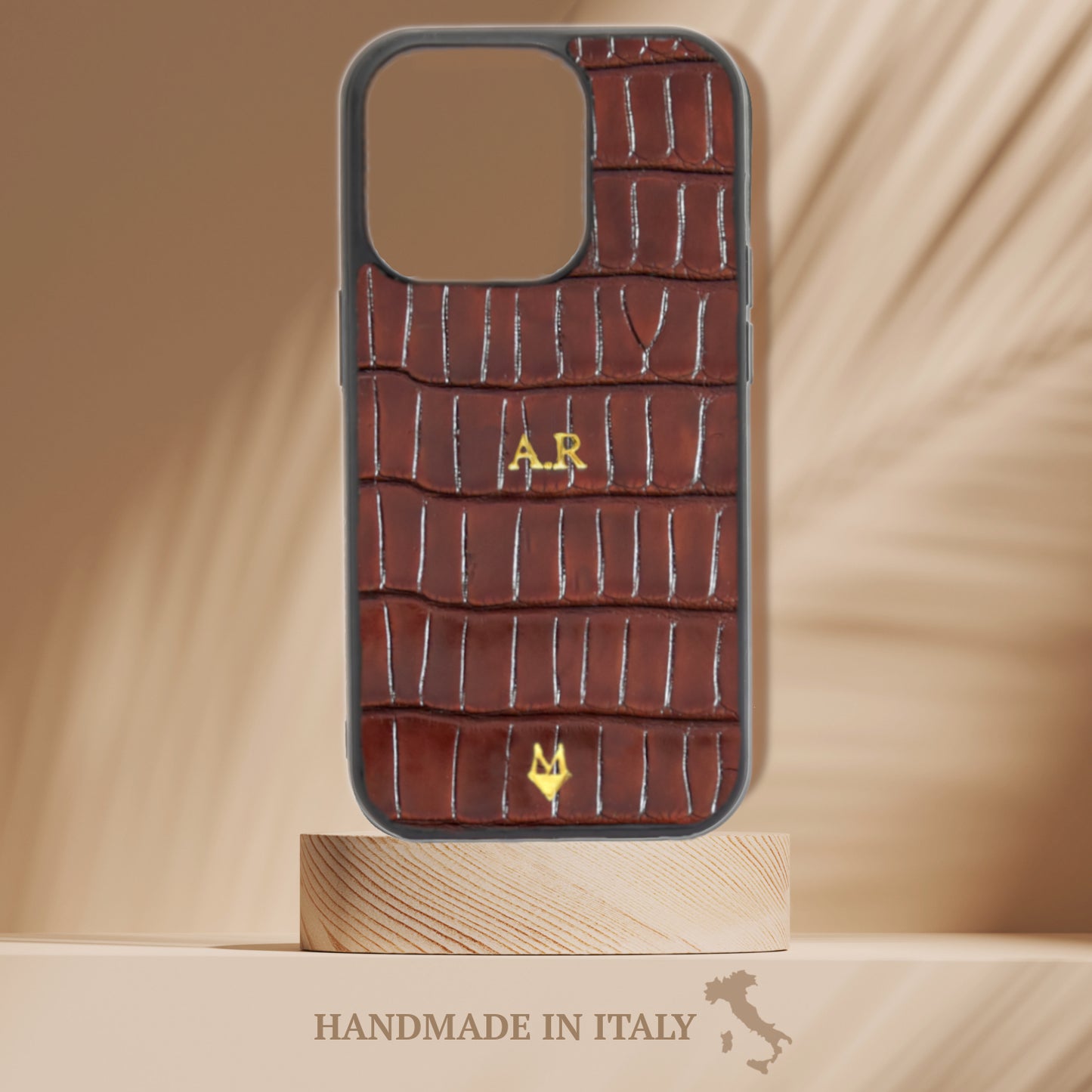 Cover in vera pelle di Coccodrillo iPhone MagSafe 17/16/15/14/13/12 Marrone