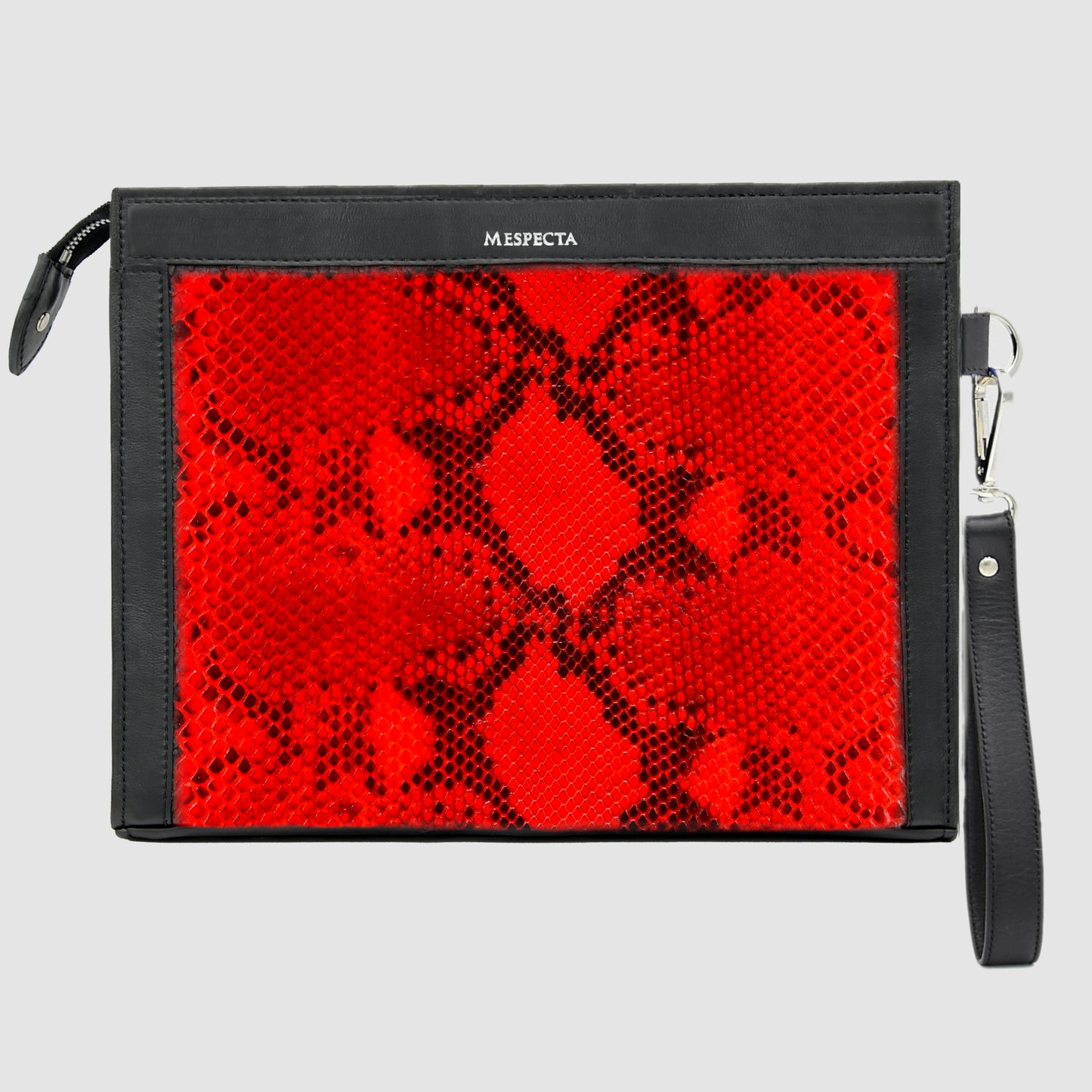 Pochette borsello Uomo Personalizzabile in vera pelle di Pitone Rosso