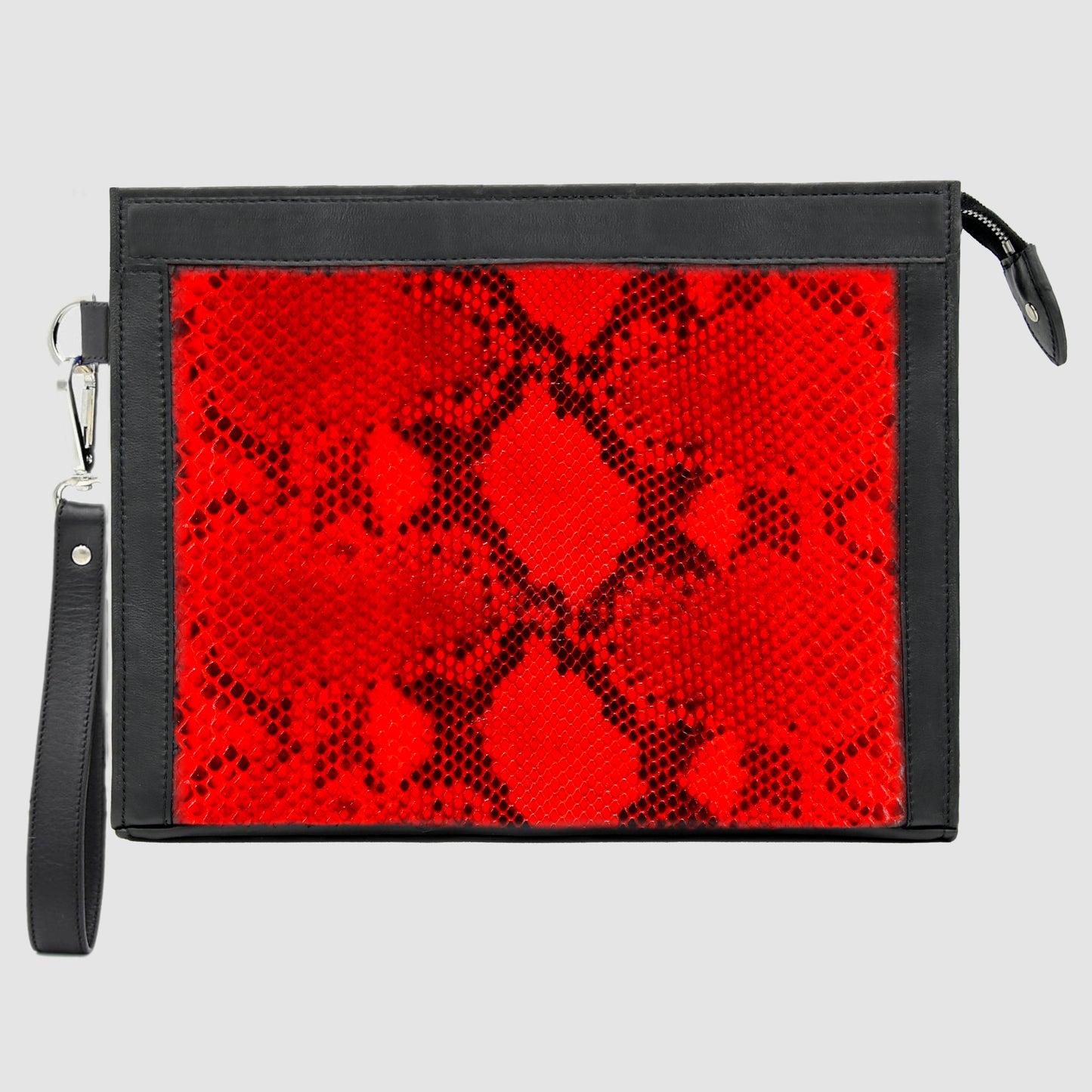Pochette borsello Uomo Personalizzabile in vera pelle di Pitone Rosso