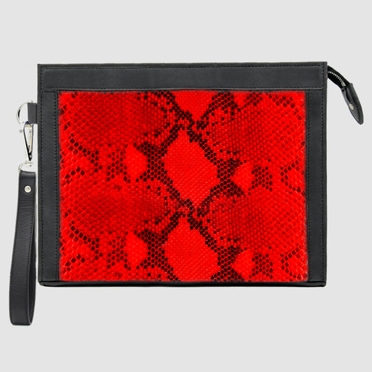 Man Purse Clutch bag in full genuine Red Python skin