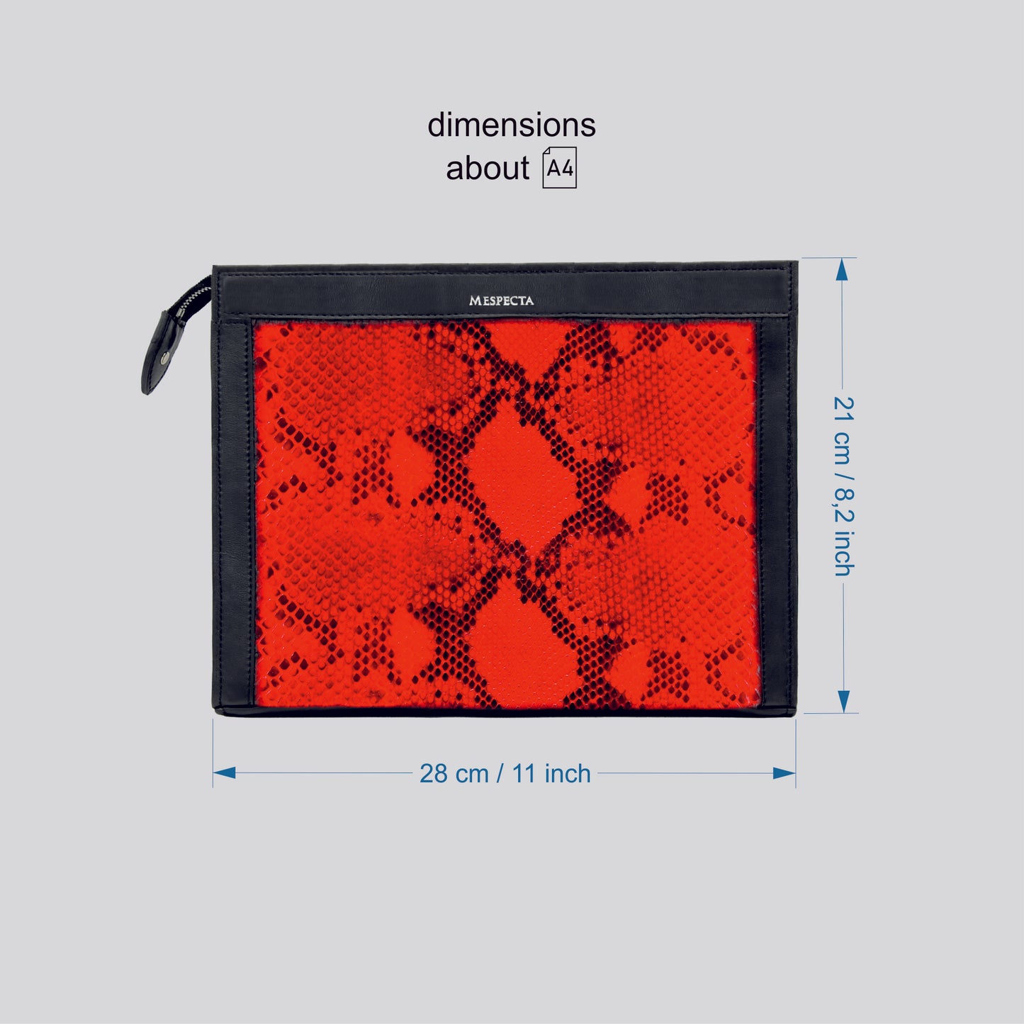 Pochette Borsa a mano Tablet Uomo in vero Pitone Personalizzabile Rosso - MESPECTA Italia