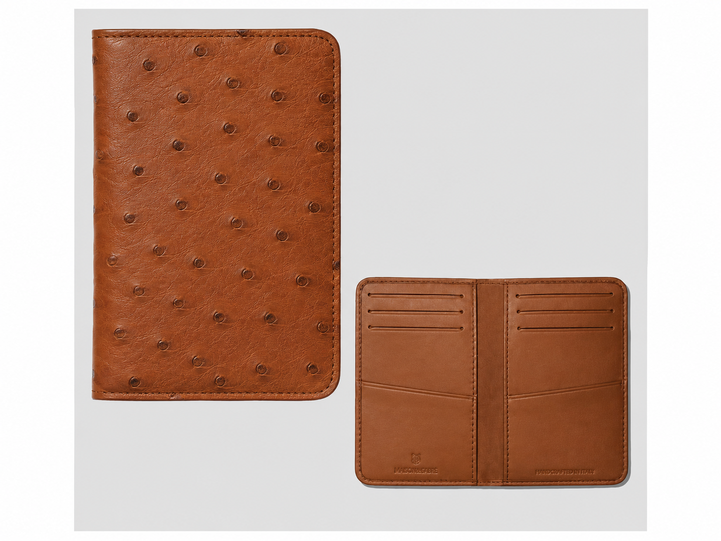Porta carte Organizer tascabile in vera pelle di Struzzo Personalizzabile - 10 tasche - Verde Bosco